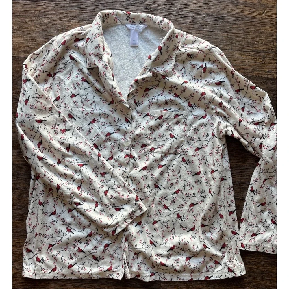 Women's Adonna Shirt Sleepwear Multicolor Cardinal 2XL Red Bird Elegant Classic